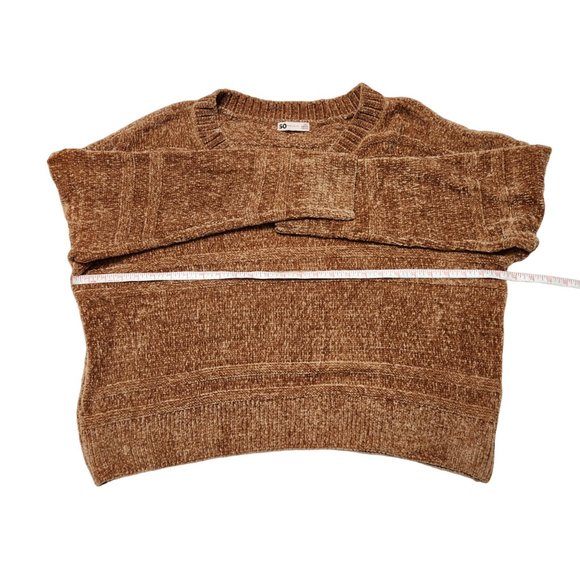 NEW SO V-Neck Cropped Gold Chenille Dropped Shoulder Sweater Size XXL - Picture 11 of 14
